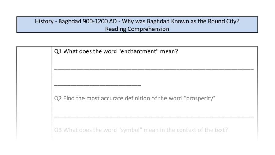 Reading Comprehension-Why was Baghdad Known as the Round City-VRSIPE
