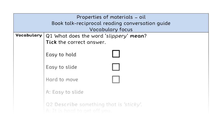 Reciprocal - vocabulary - Properties of materials - oil