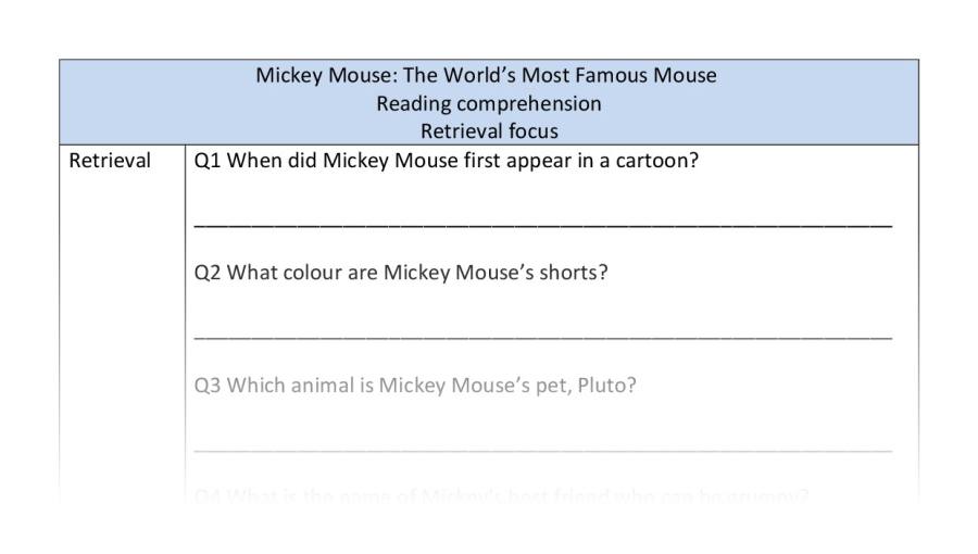 Reading comprehension-retrieval-The story of Mickey Mouse