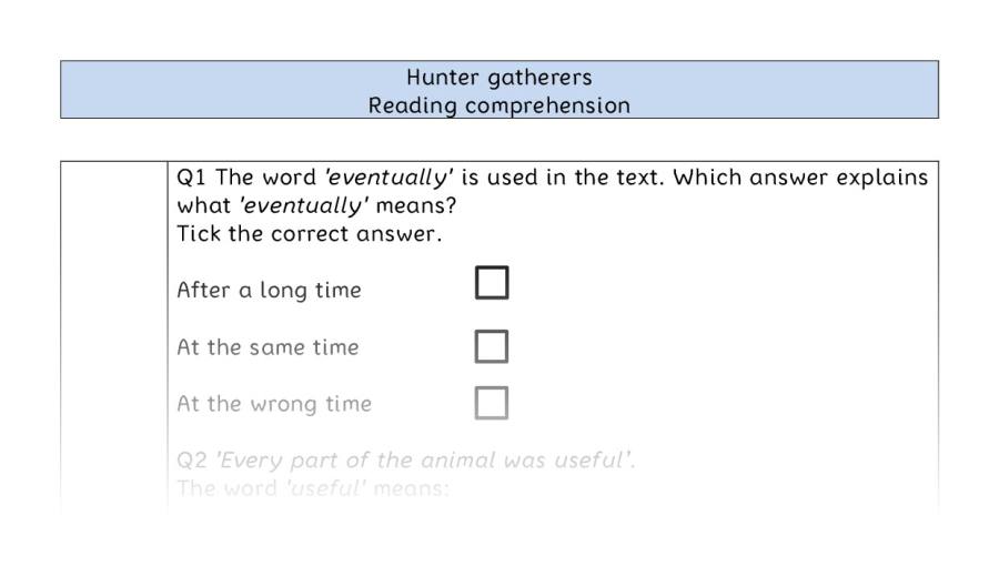Reading comprehension - VRSIPE - Hunter gatherers