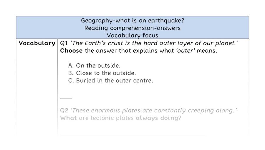 Reading comp-vocabulary-what is an earthquake