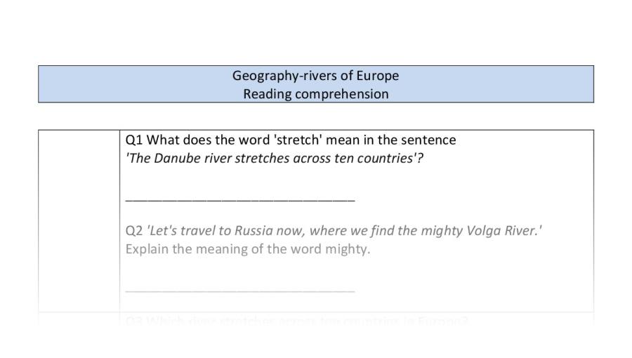 Reading comp-VRSIPE-rivers of Europe