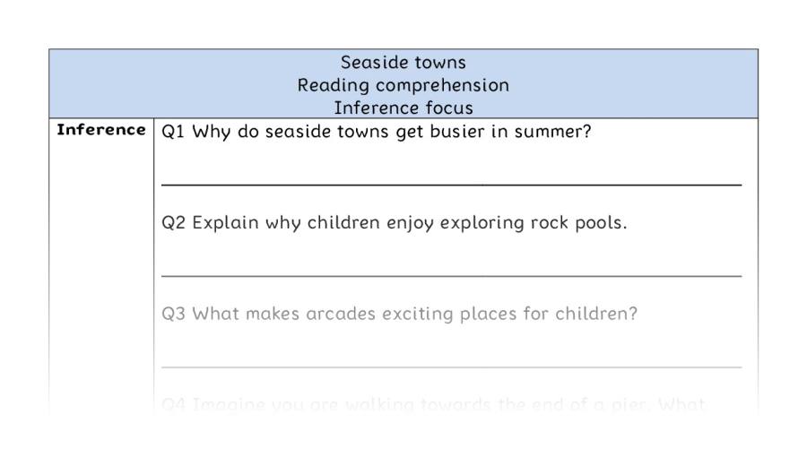 Reading comprehension - inference - Seaside towns