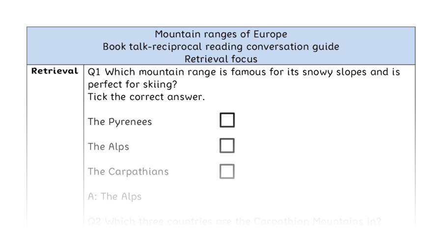 Reciprocal reading - retrieval - Mountain ranges of Europe