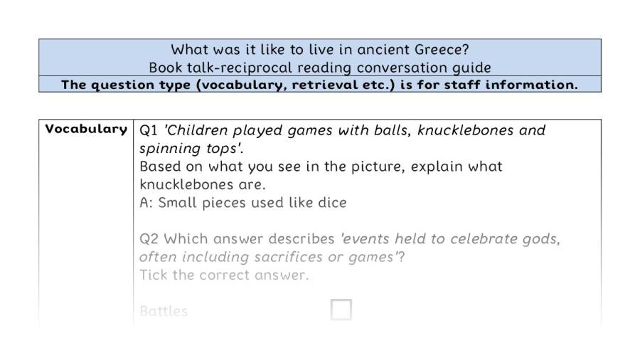 Reciprocal reading - VRSIPE - What was it like to live in ancient Greece
