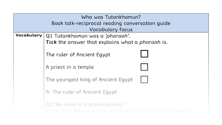 Reciprocal reading - vocabulary - Who was Tutankhamun