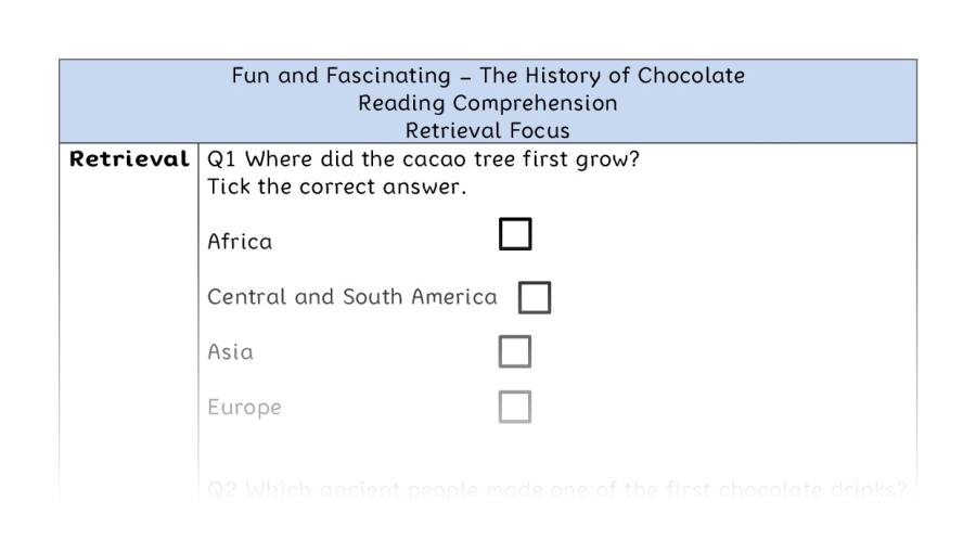 The History of Chocolate - Reading Comprehension - Retrieval Focus