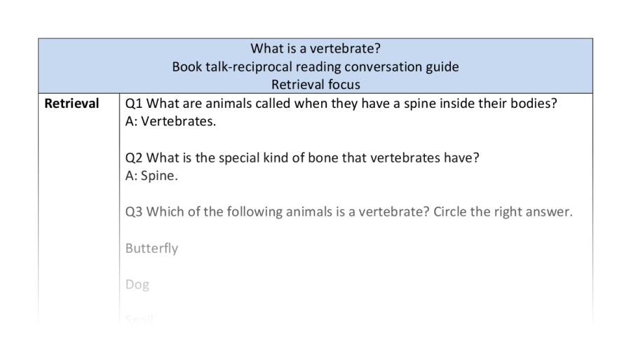 Reciprocal - retrieval - What is a vertebrate