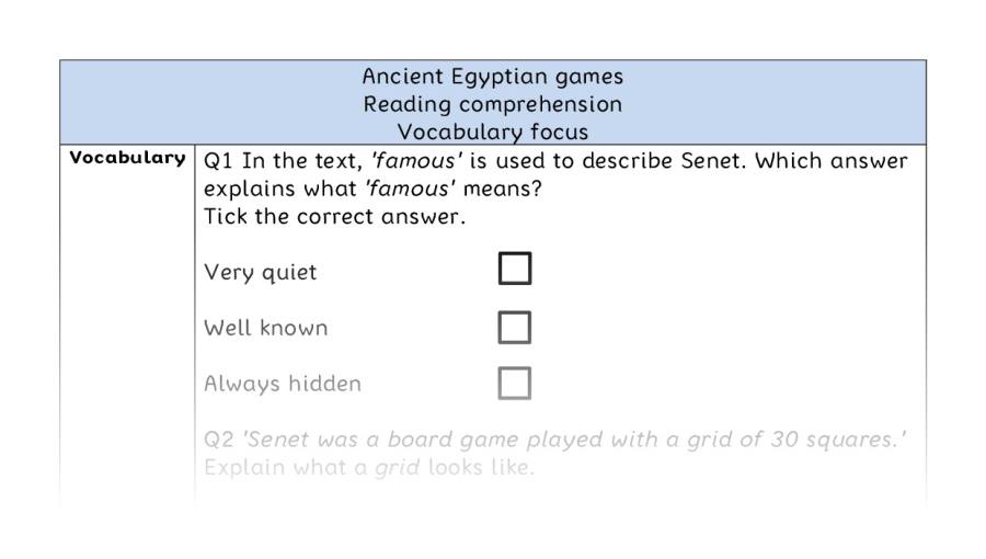 Reading comprehension - vocabulary - Ancient Egyptian games