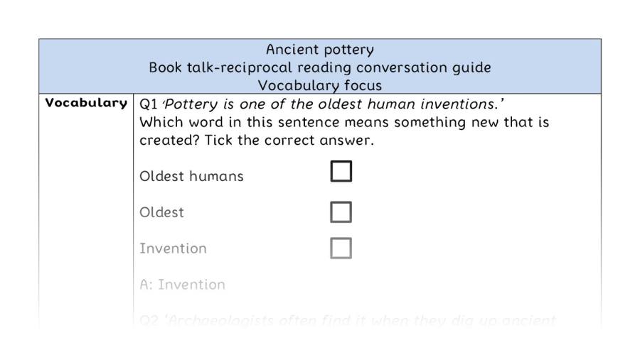 Recioprocal reading - vocabulary - Ancient pottery