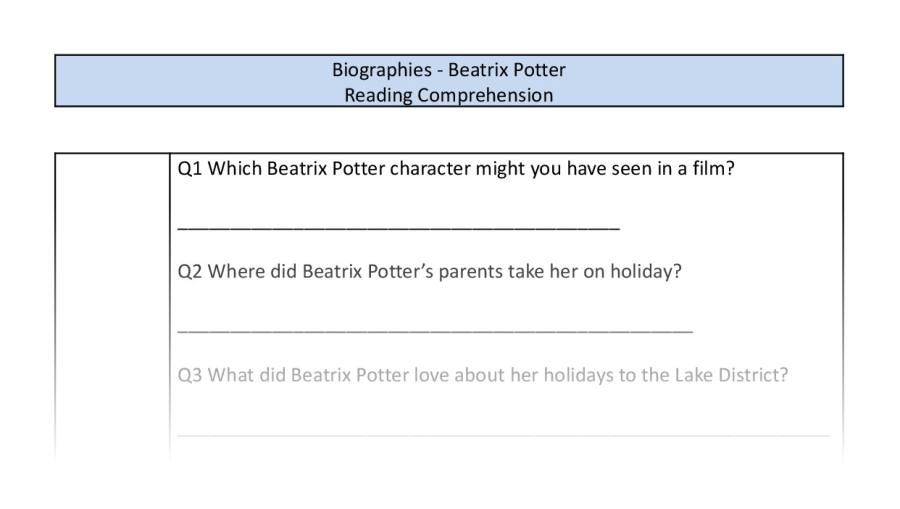 Reading Comprehension-Beatrix Potter-retrieval