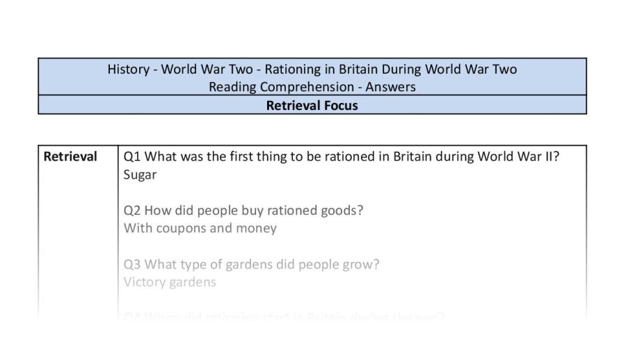 Comp - Rationing in Britain during World War Two - retrieval focus-answers