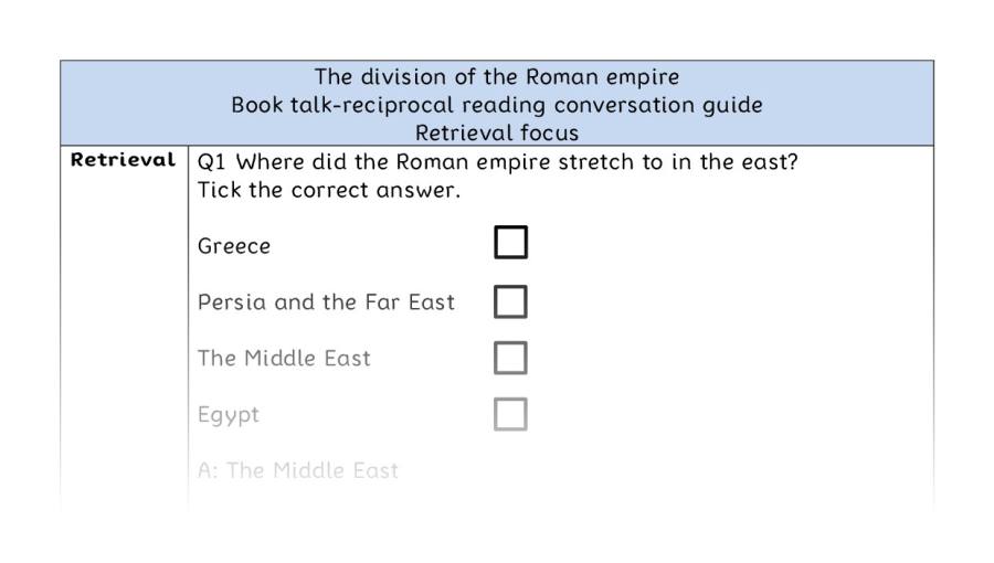Reciprocal reading - retrieval - The division of the Roman empire
