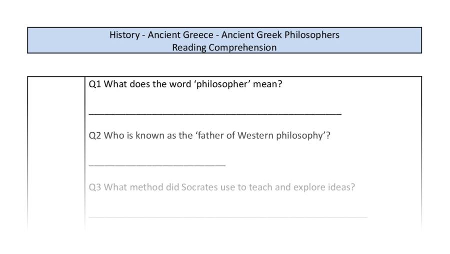 Reading Comprehension - Ancient Greek Philosophers - Retrieval Focus