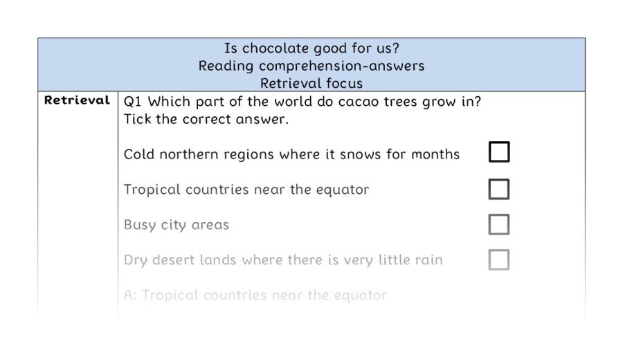 Reading comprehension - retrieval -Is chocolate good for us - answers
