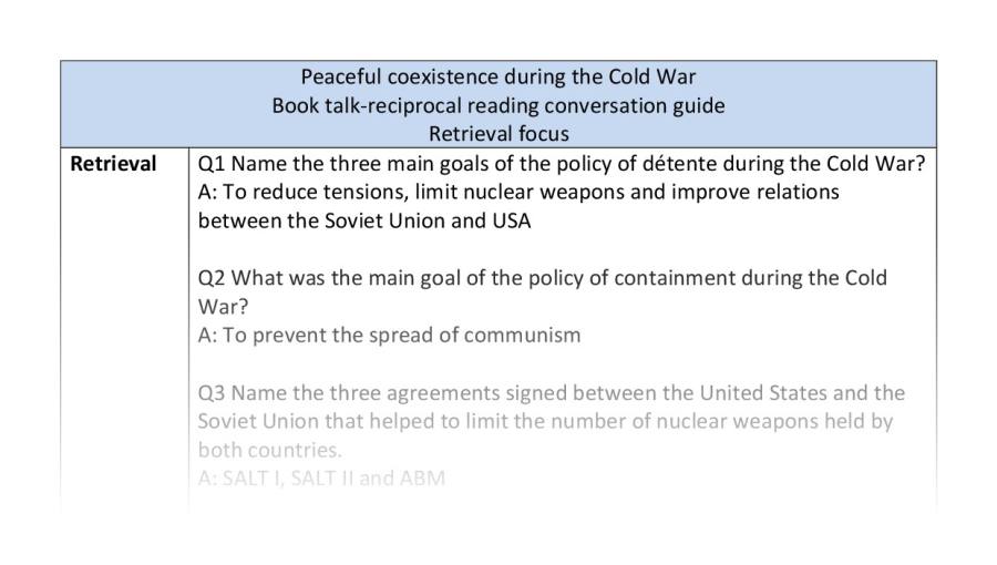 Reciprocal-retrieval-Peaceful coexistence during the Cold War