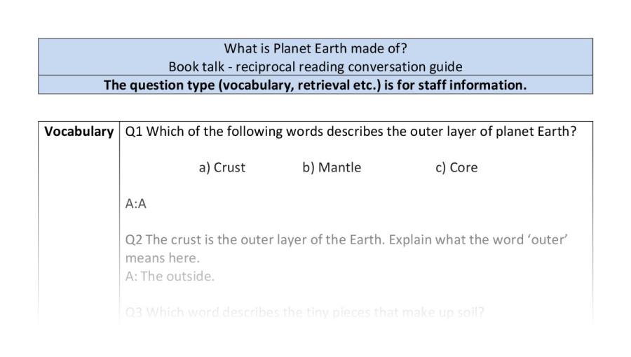 Reciprocal-VRSIPE-what is planet Earth made of