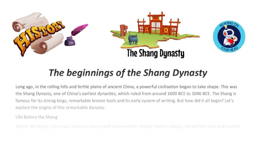 The beginnings of the Shang Dynasty