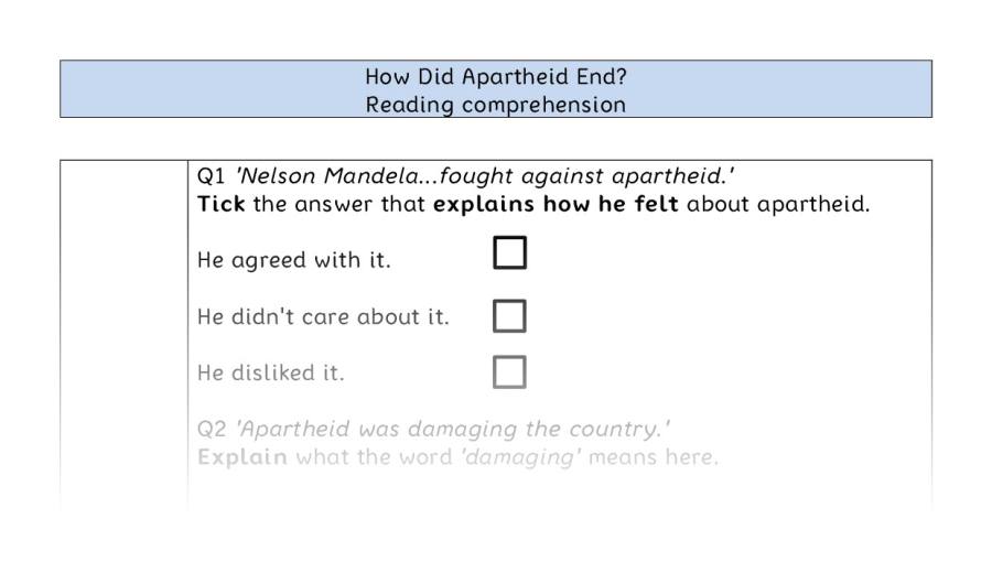 Reading comprehension - VRSIPE - How Did Apartheid End