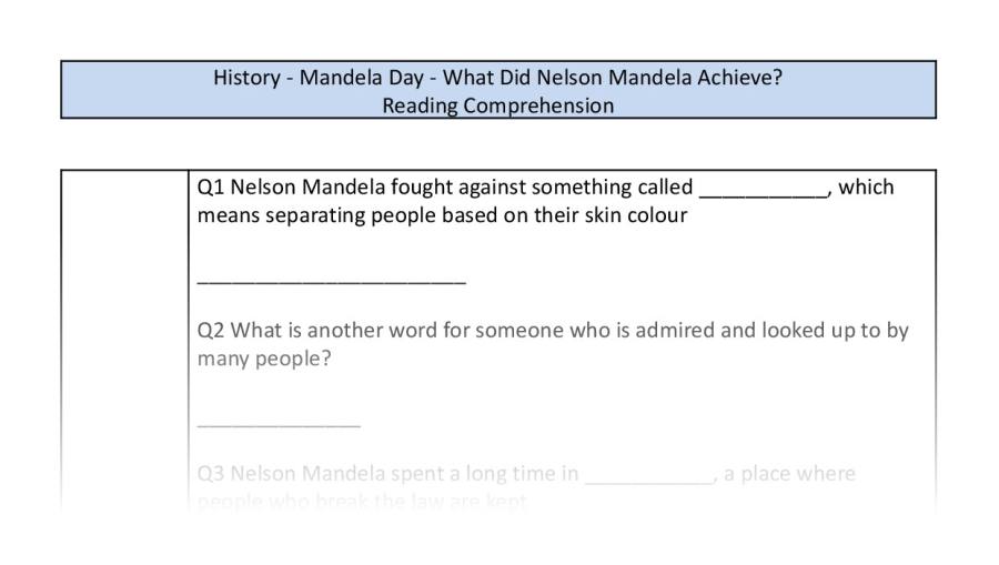 Reading Comprehension - What Did Nelson Mandela Achieve - VRSIPE Focus