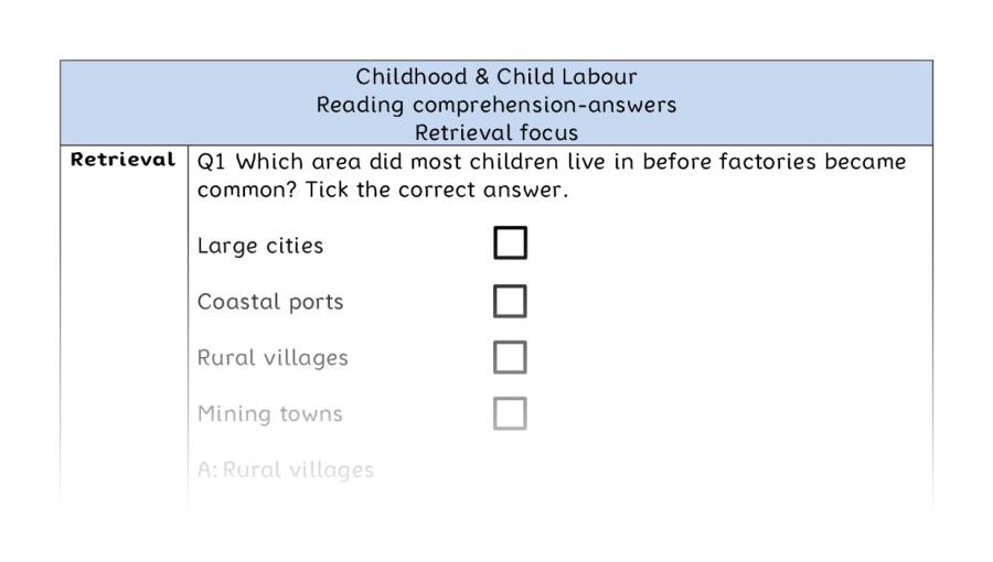 Reading comprehension - retrieval - Childhood & Child Labour - answers