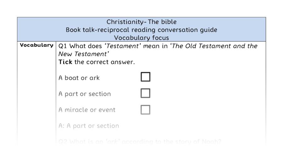 Reciprocal reading - vocabulary - The bible