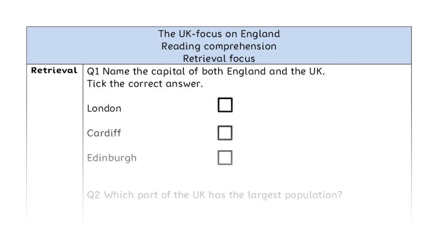 Reading comprehension - retrieval - The UK-focus on England