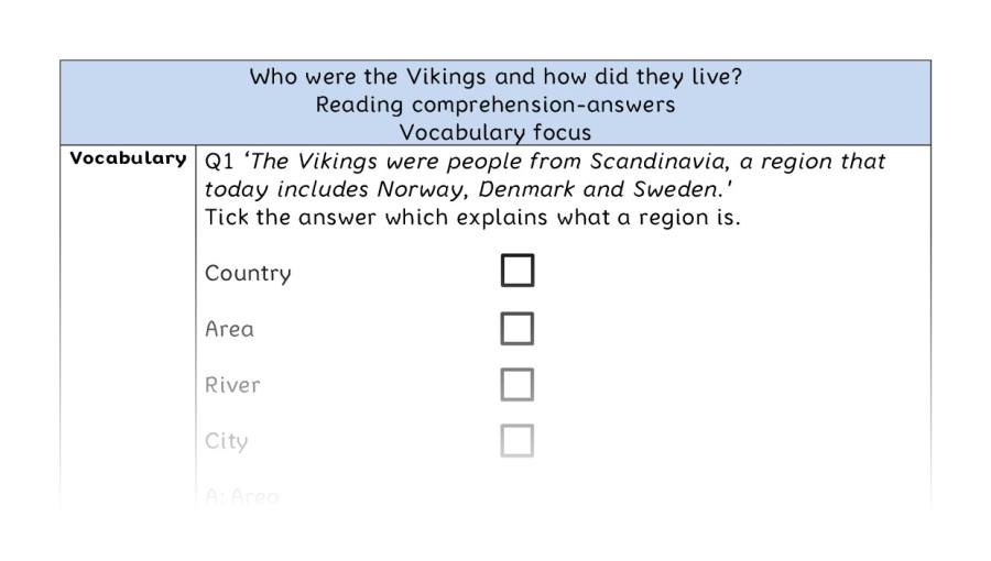 Comprehension - vocabulary - Who were the Vikings and how did they live - answers