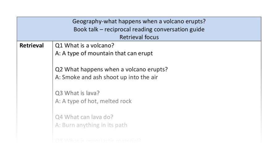 Reciprocal reading-retrieval-what haoppens when a volcano erupts