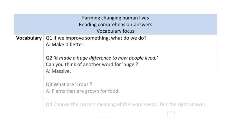 Comp-vocabulary-Farming changing human lives-answers