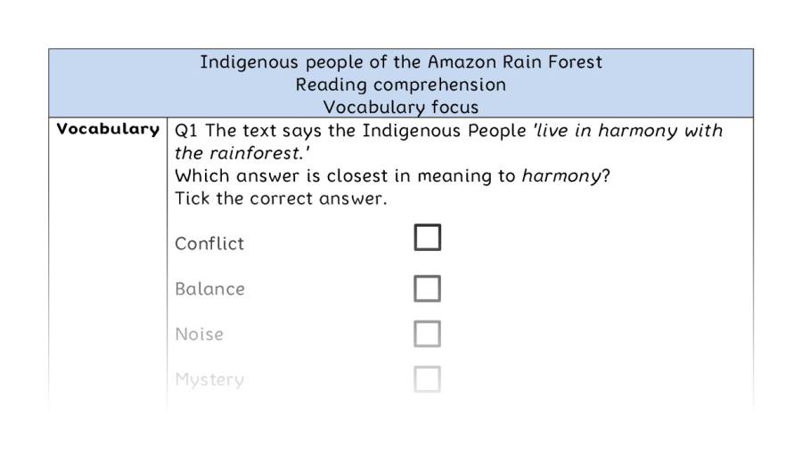 Reading comp-vocab-Indigenous people of the Amazon Rain Forest