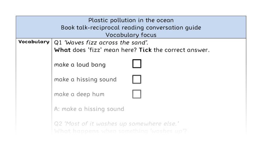 Reciprocal reading - vocabulary - Plastic pollution in the ocean
