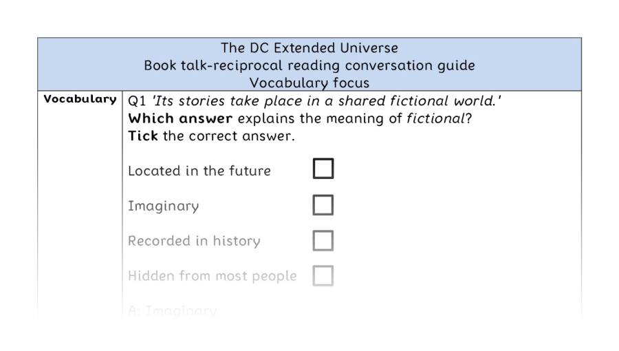 Reciprocal reading - vocabulary - The DC Extended Universe