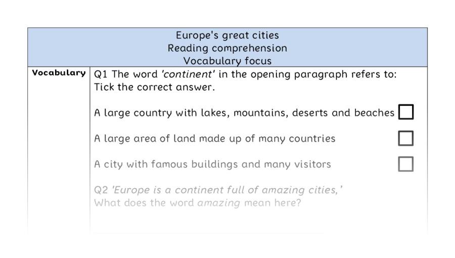 Reading comprehension - vocabulary - Europes great cities