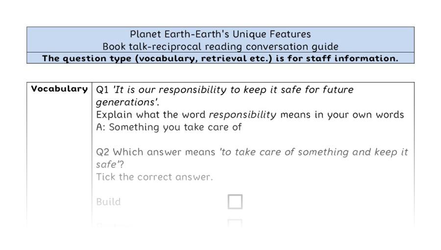 Reciprocal reading VRSIPE - Planet Earth-Earths Unique Features