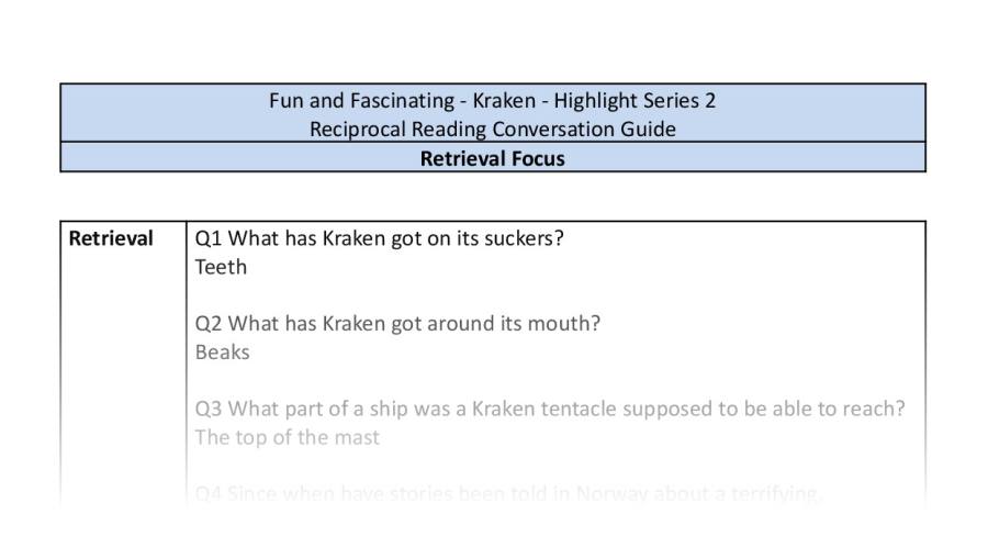 Reciprocal Reading Conversation - Kraken - Highlight Series 2 - Retrieval Focus