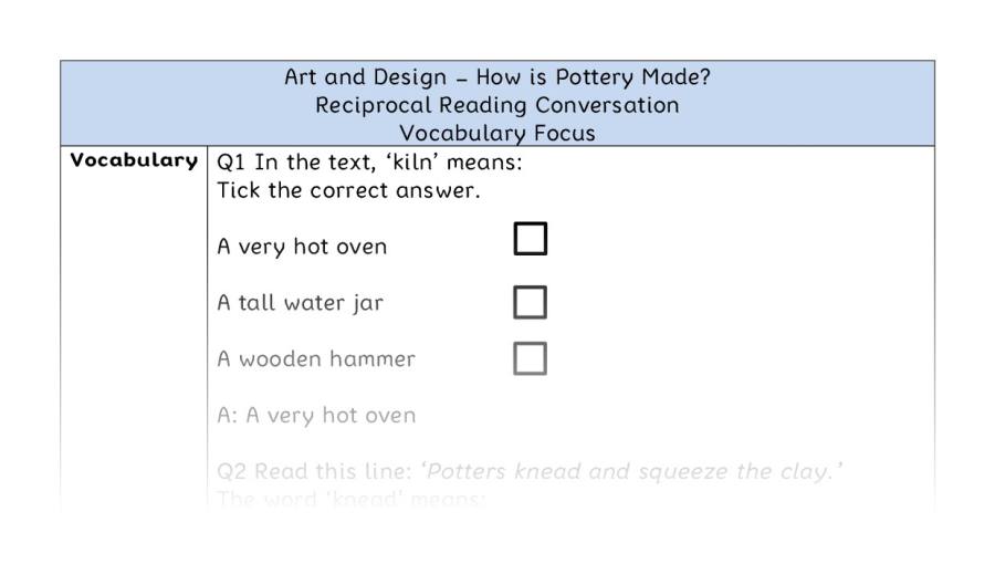 How is Pottery Made - Reciprocal Reading Conversation - Vocabulary Focus