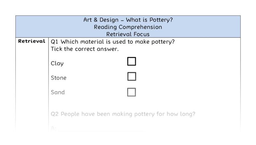 What is Pottery - Reading Comprehension - Retrieval Focus