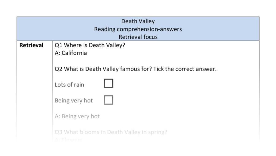 Reading comprehension - Death Valley - retrieval