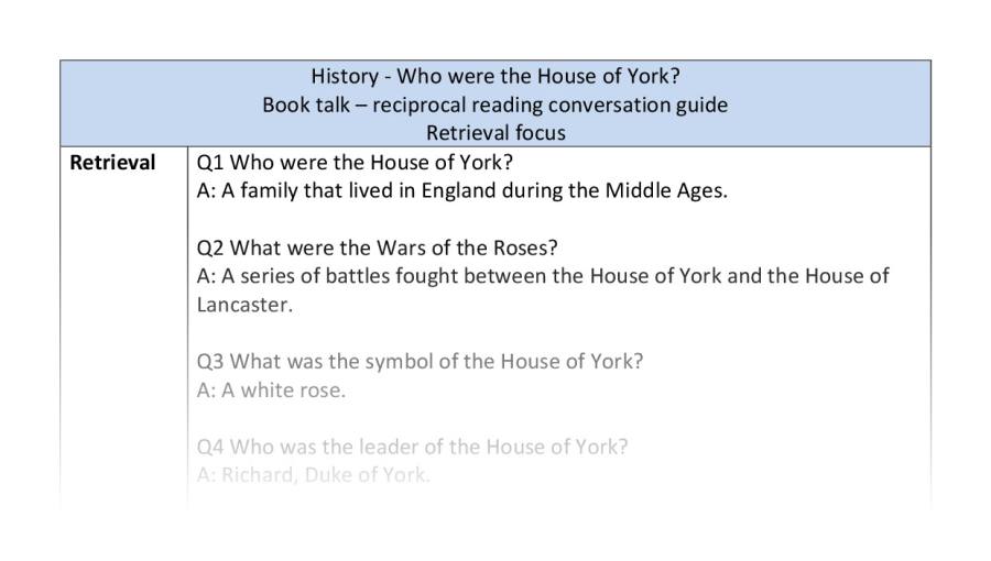 Reciprocal reading - retrieval - Who were the House of York