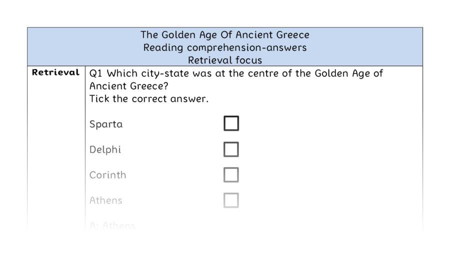 Reading comprehension - retrieval - The Golden Age Of Ancient Greece - answers
