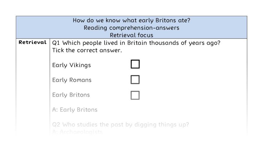 Reading comprehension - retrieval - How do we know what early Britons ate - answers