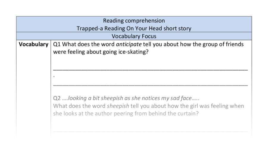 Reading comprehension-Trapped-vocabulary