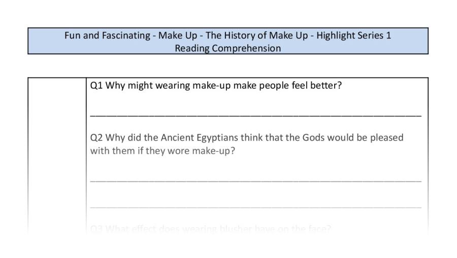 Reading Comprehension-The History of Make Up-inference