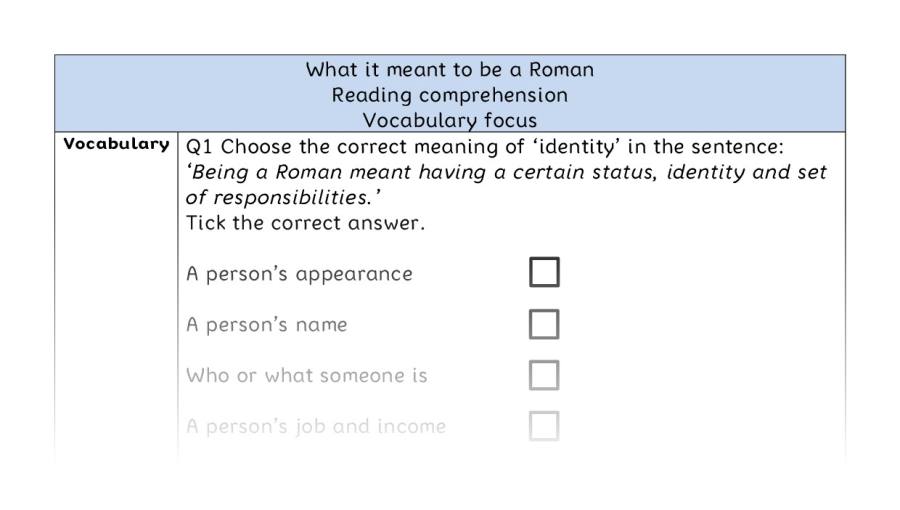 Reading comprehension - vocabulary - What it meant to be a Roman