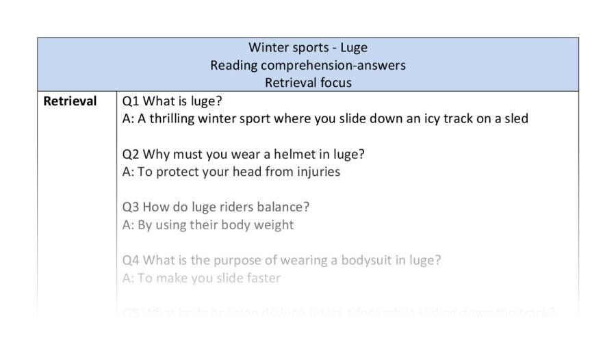 Reading comprehension - retrieval - Luge