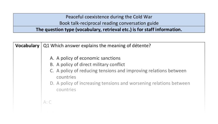 Reciprocal-VRSIPE-Peaceful coexistence during the Cold War