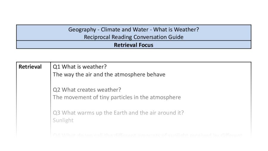Reciprocal Reading Conversation - What is Weather - Retrieval Focus
