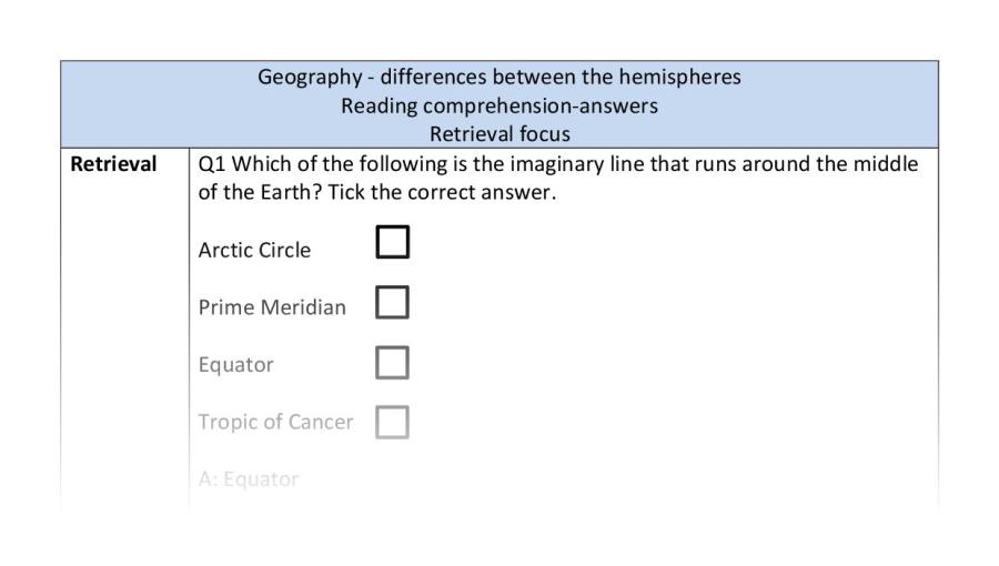 Reading comprehension - retrieval - differences between the hemispheres - answers