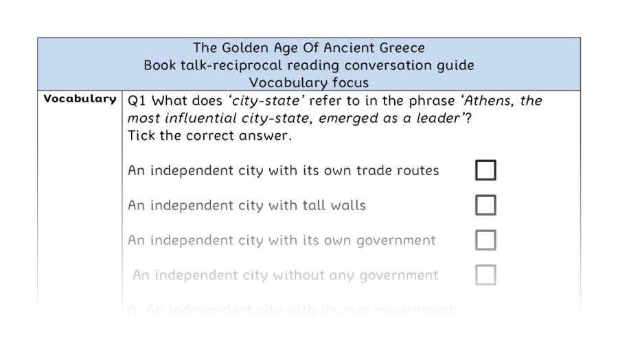 Reciprocal reading - vocabulary - The Golden Age Of Ancient Greece
